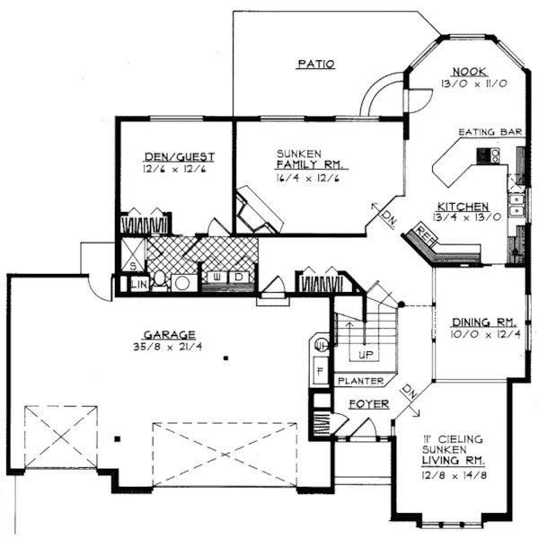 Traditional House Plan First Floor - Ellington Hollow Modern Home 015D-0165 - Search House Plans and More