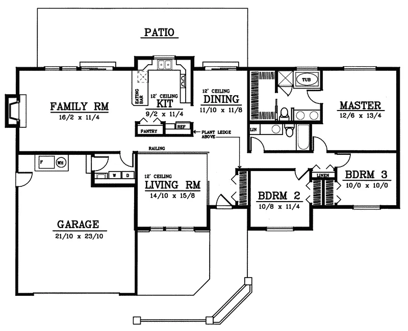 Traditional House Plan First Floor - Thayer Modern Ranch Home 015D-0166 - Shop House Plans and More