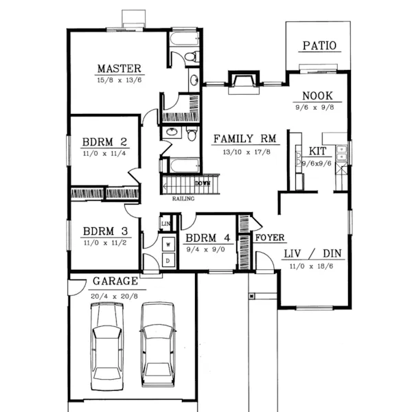 Ranch House Plan First Floor - Marquand Point Traditional Home 015D-0168 - Shop House Plans and More