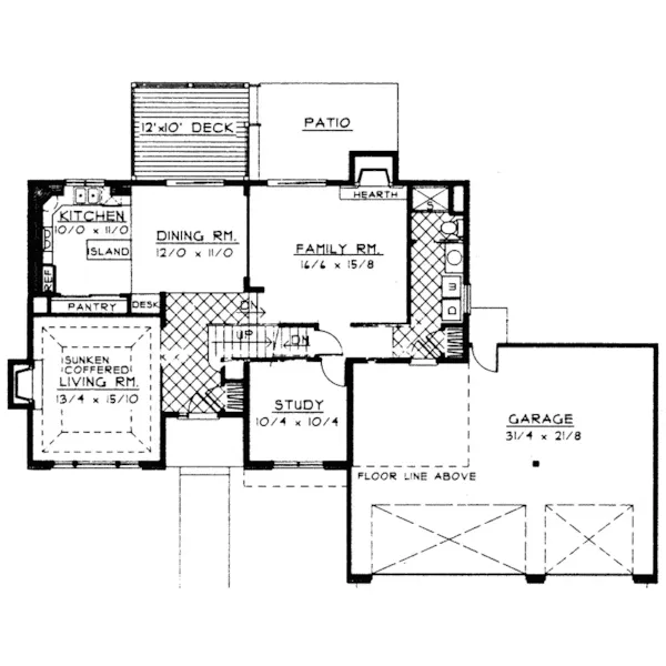 Traditional House Plan First Floor - Cascade Country Craftsman Home 015D-0170 - Search House Plans and More