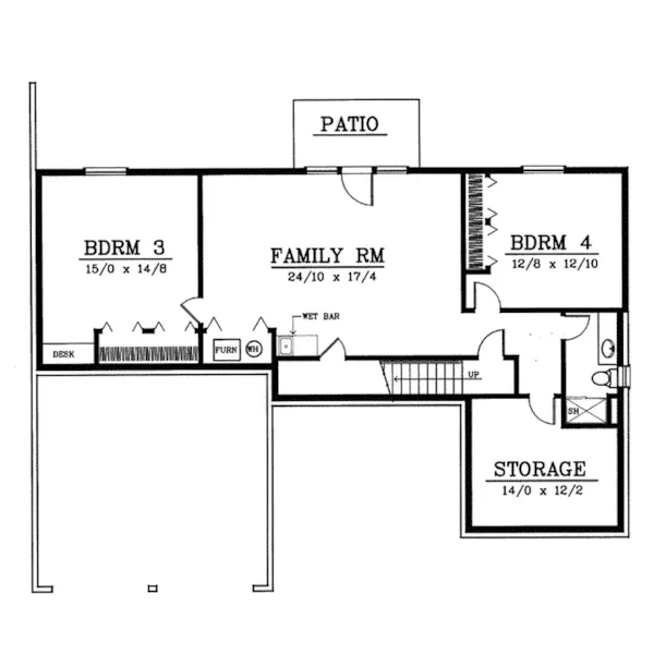 Southern House Plan Lower Level Floor - Belton Ranch Home 015D-0172 - Search House Plans and More