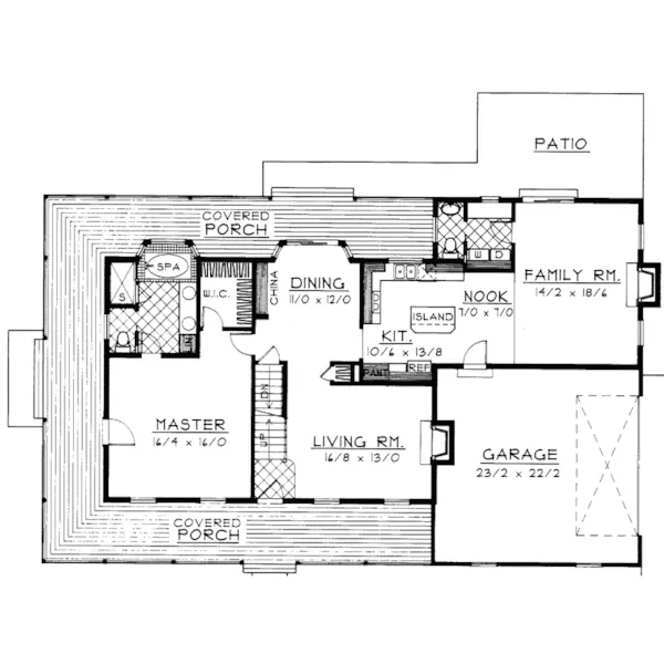 Country House Plan First Floor - Lenexa Country Farmhouse 015D-0174 - Shop House Plans and More