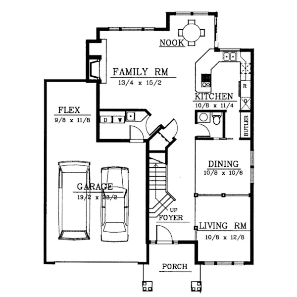 Arts & Crafts House Plan First Floor - Beaujolais Bungalow Home 015D-0180 - Search House Plans and More