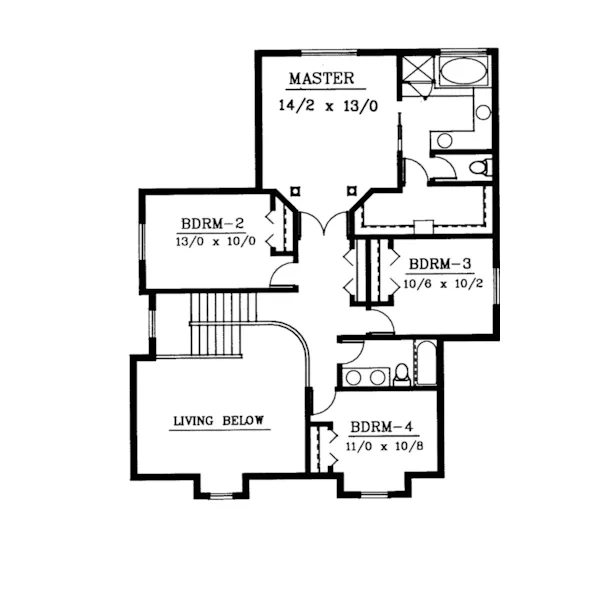 Southern House Plan Second Floor - Green Way Country Home 015D-0181 - Search House Plans and More