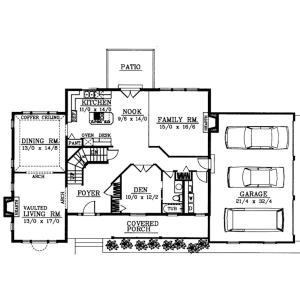 Cape Cod & New England House Plan First Floor - Redford Southern Country Home 015D-0183 - Shop House Plans and More