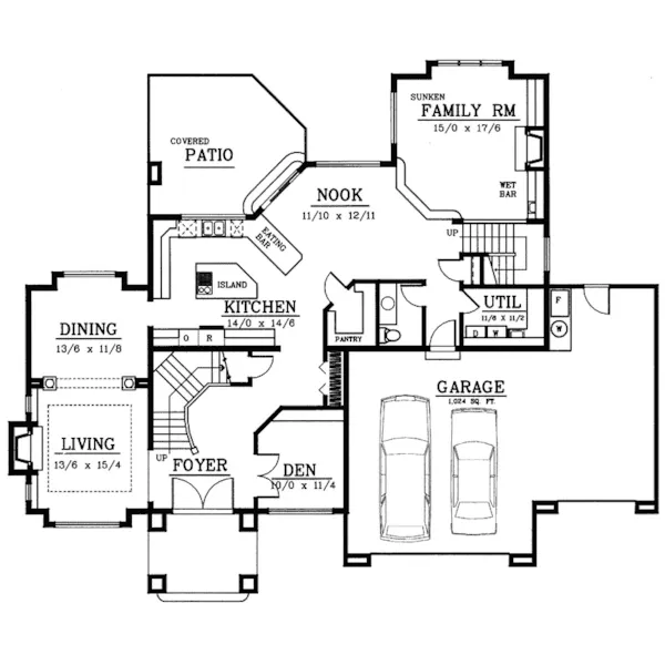 Contemporary House Plan First Floor - Foley Point Contemporary Home 015D-0187 - Search House Plans and More