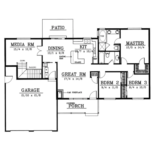 Traditional House Plan First Floor - Springcave Country Home 015D-0192 - Shop House Plans and More