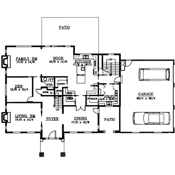 Plantation House Plan First Floor - Rexford Colonial Home 015D-0197 - Shop House Plans and More