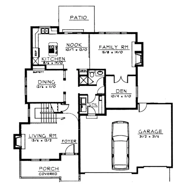 Traditional House Plan First Floor - Glentana Country Home 015D-0200 - Search House Plans and More