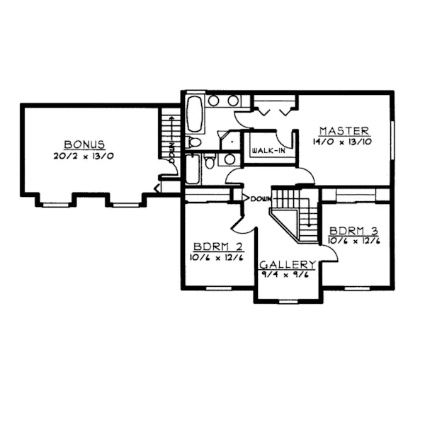 Traditional House Plan Second Floor - Culbertson Place Georgian Home 015D-0201 - Search House Plans and More