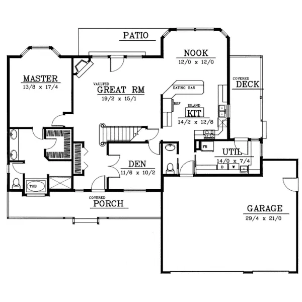 Country House Plan First Floor - Jordan Hollow Southern Home 015D-0205 - Search House Plans and More