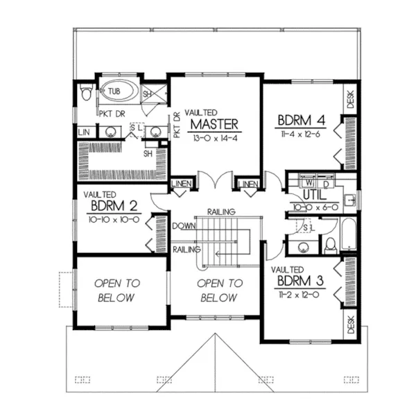 Craftsman House Plan Second Floor - Carters Hill Craftsman Home 015D-0208 - Search House Plans and More