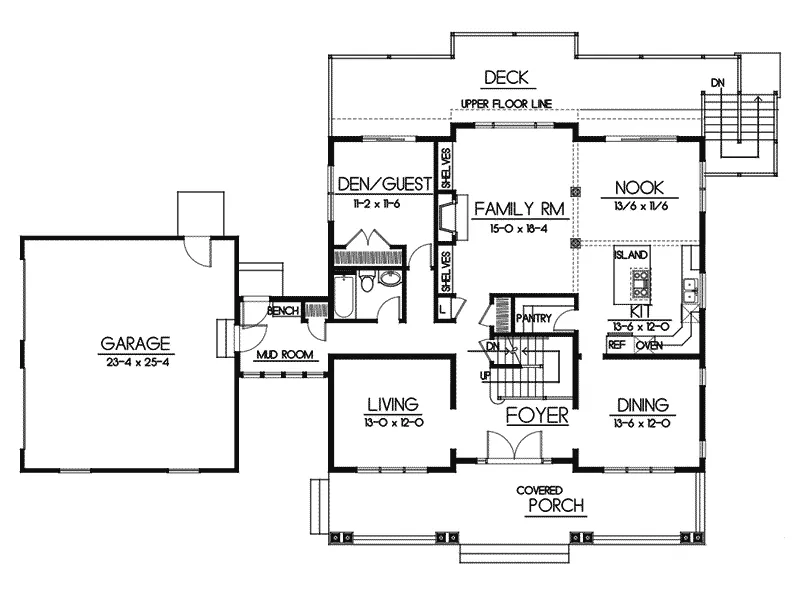 Craftsman House Plan First Floor - Corvallis Craftsman Home 015D-0209 - Search House Plans and More