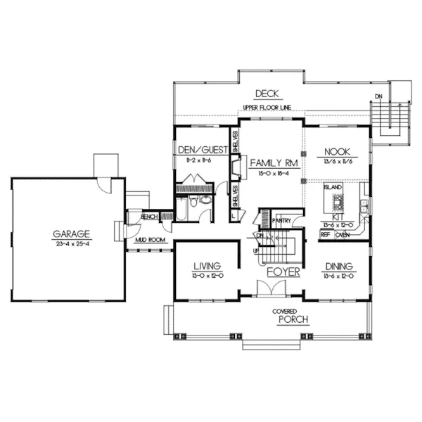 Craftsman House Plan First Floor - Corvallis Craftsman Home 015D-0209 - Search House Plans and More