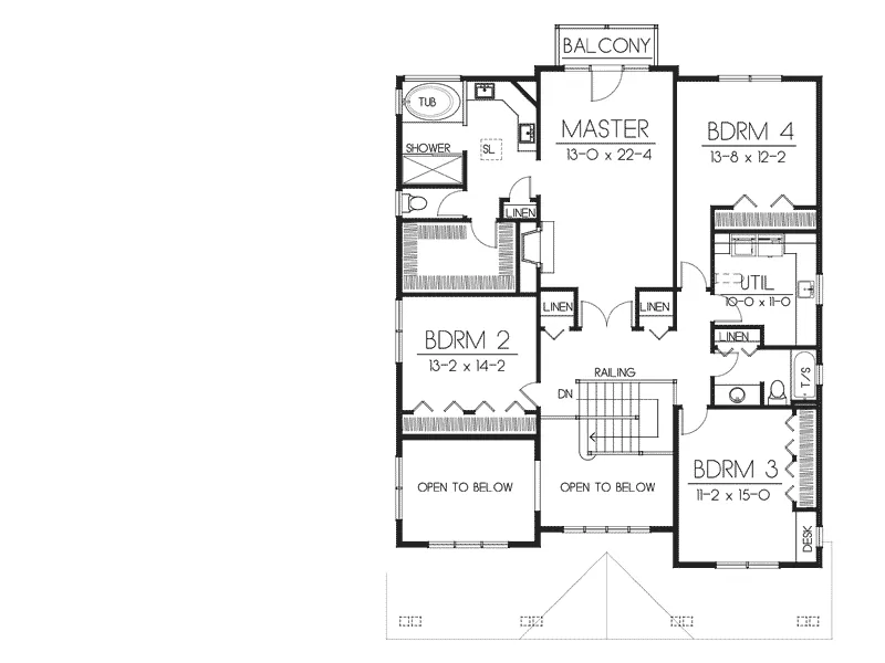 Bungalow House Plan Second Floor - Lavina Manor Craftsman Home 015S-0001 - Shop House Plans and More