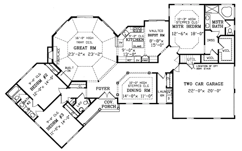 Colonial House Plan First Floor - Birney Ranch Home 016D-0002 - Search House Plans and More