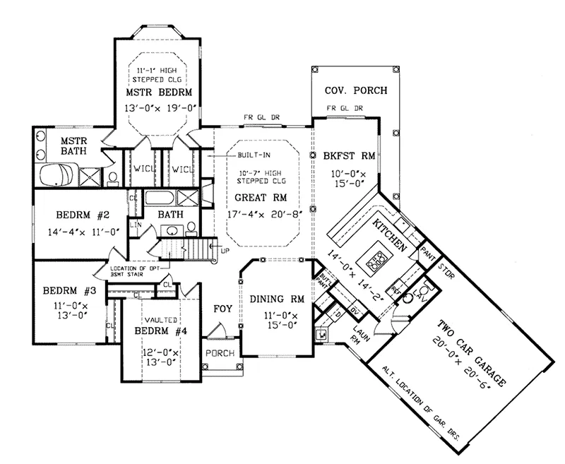 Ranch House Plan First Floor - Dovercliff Traditional Home 016D-0005 - Search House Plans and More