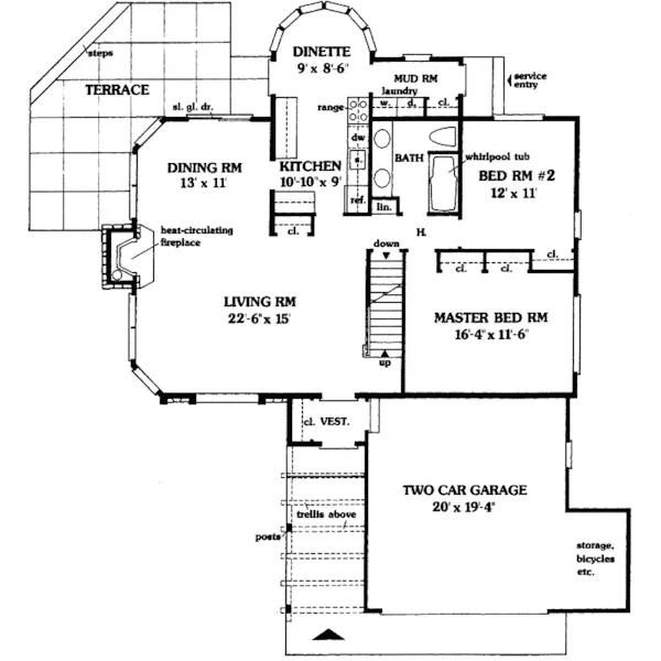 Bungalow House Plan First Floor - Quinton Hill Country Home 016D-0008 - Shop House Plans and More