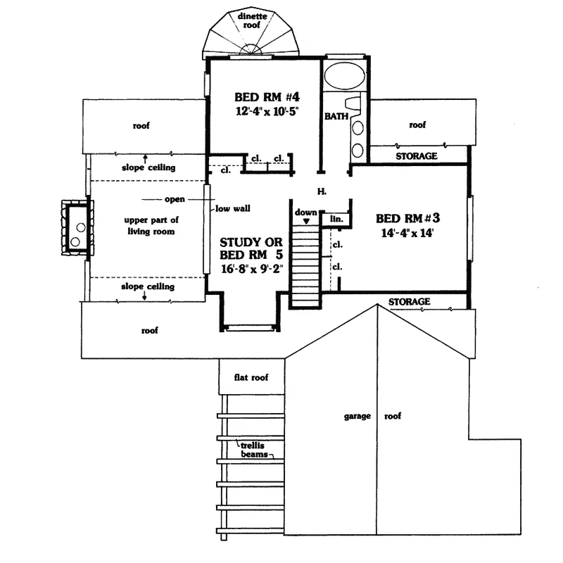 Bungalow House Plan Second Floor - Quinton Hill Country Home 016D-0008 - Shop House Plans and More