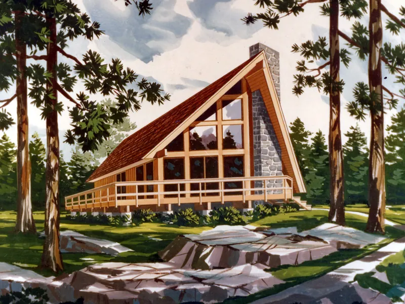 Country House Plan Front Image - Pineland A-Frame Home 016D-0009 - Shop House Plans and More