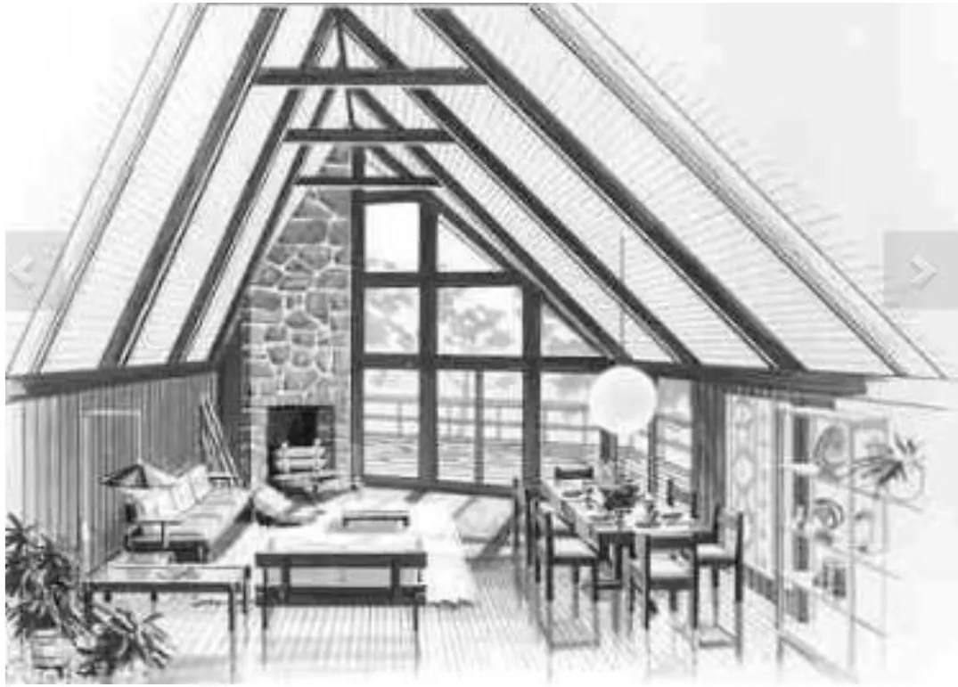 Country House Plan Great Room Photo 01 - Pineland A-Frame Home 016D-0009 - Shop House Plans and More