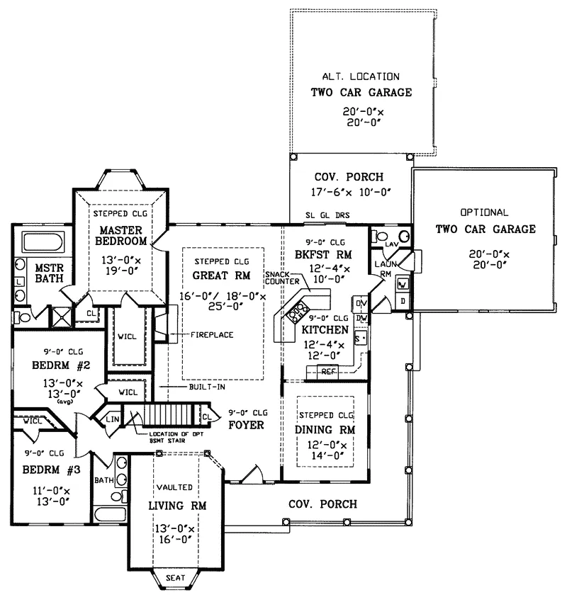 Traditional House Plan First Floor - Victorian Country Ranch Home 016D-0019 - Shop House Plans and More