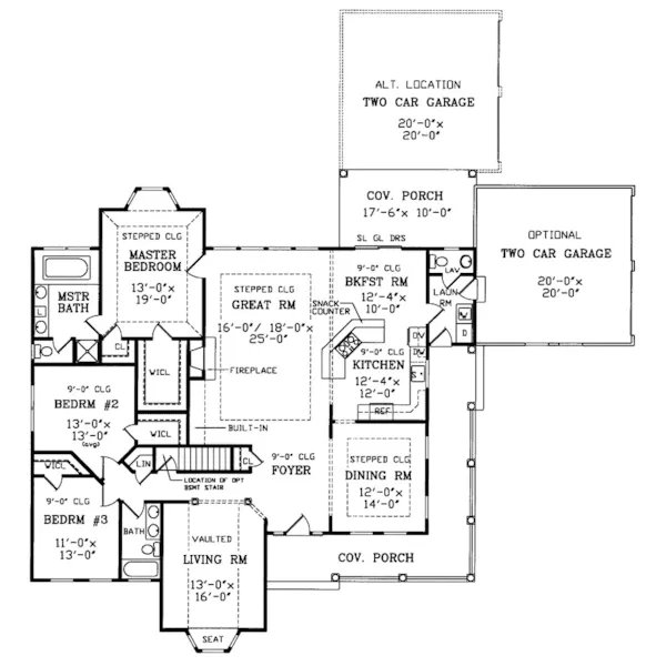 Country House Plan First Floor - Victorian Country Ranch Home 016D-0019 - Shop House Plans and More