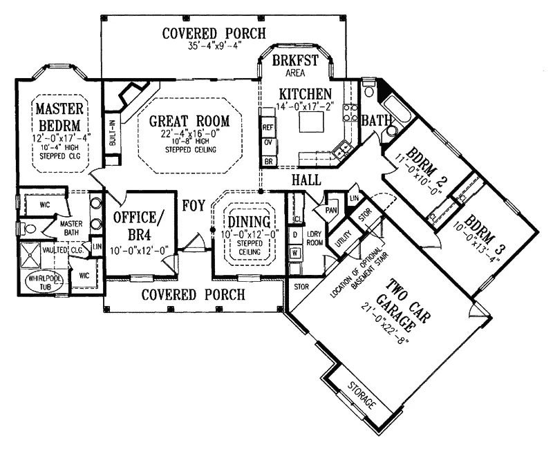 Country House Plan First Floor - Morganford Ranch Home 016D-0026 - Shop House Plans and More