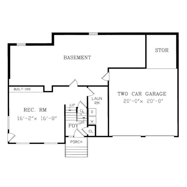 Waterfront House Plan Lower Level Floor - Trailbrook Rustic A-Frame Home 016D-0035 - Shop House Plans and More