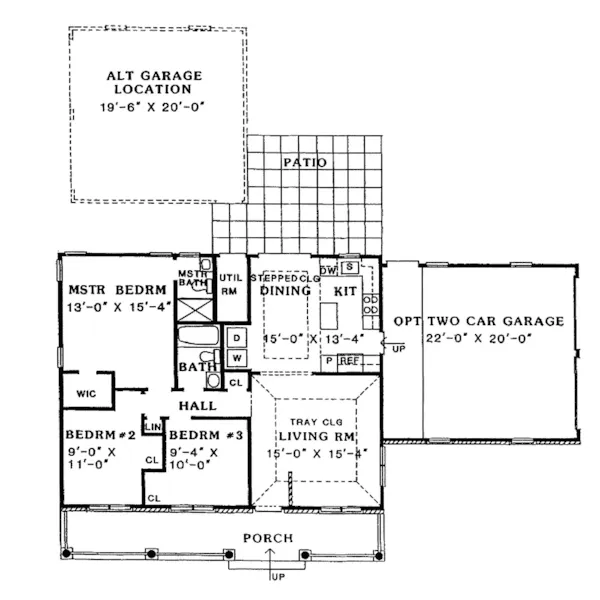 Southern House Plan First Floor - Cunningham Trail Country Home 016D-0041 - Search House Plans and More