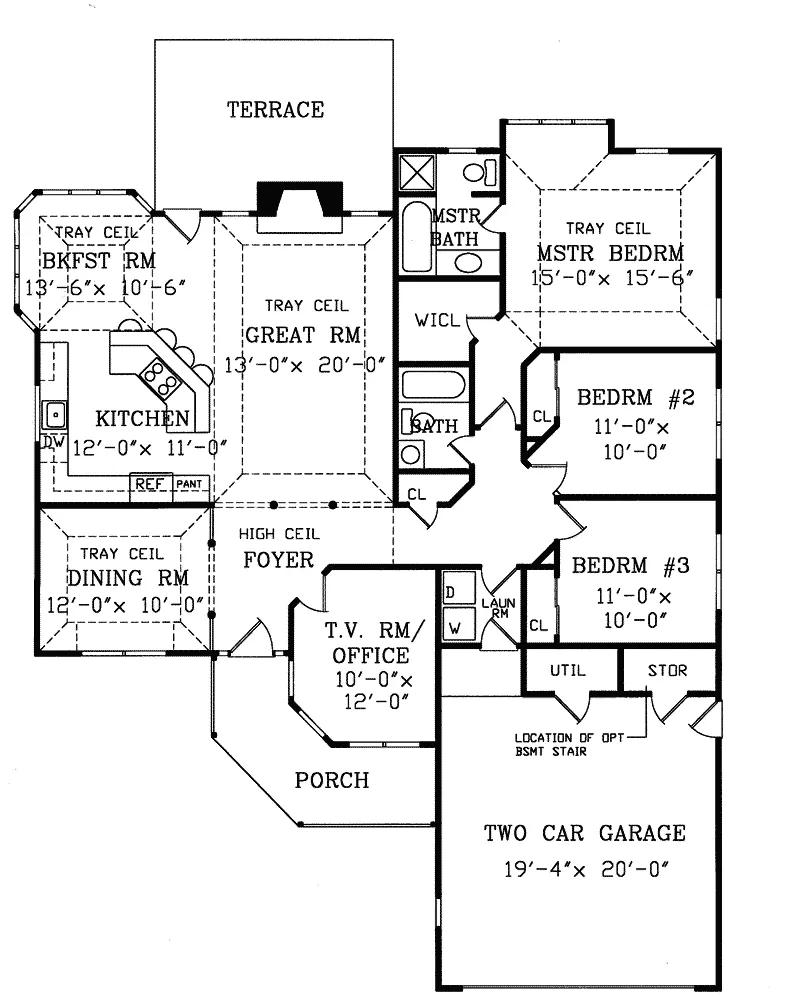 Contemporary House Plan First Floor - Tucson Contemporary Ranch Home 016D-0044 - Shop House Plans and More