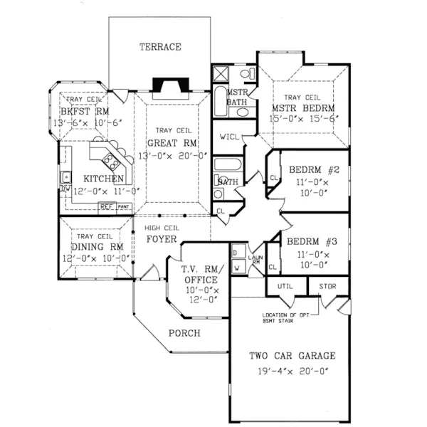 Contemporary House Plan First Floor - Tucson Contemporary Ranch Home 016D-0044 - Shop House Plans and More