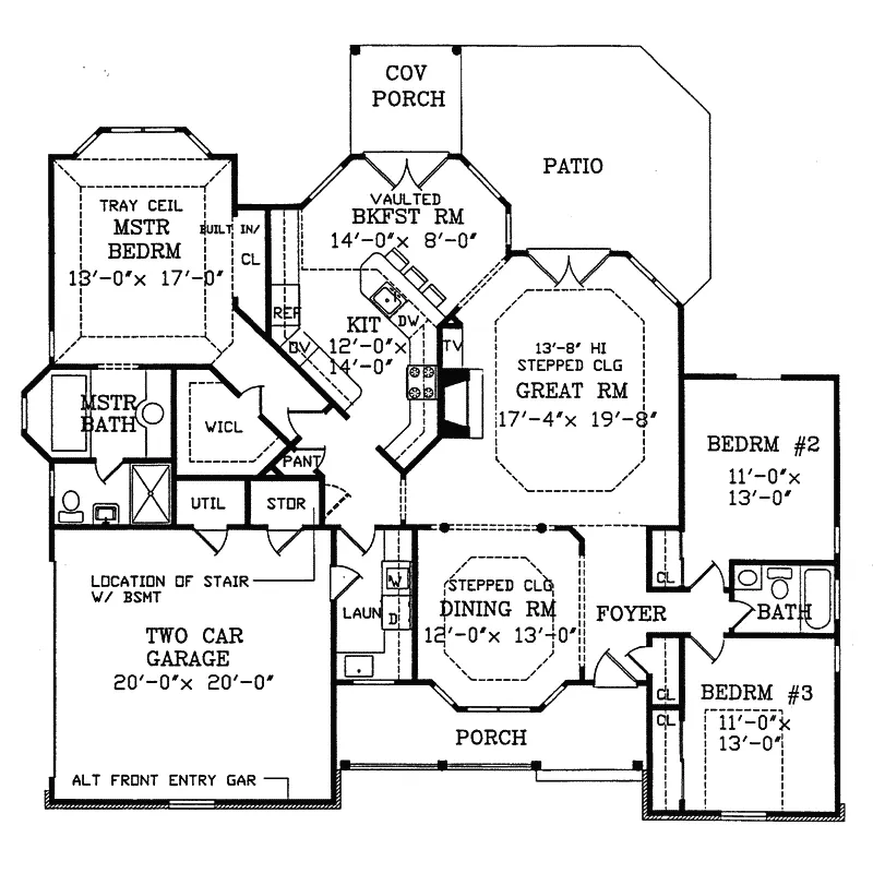 Ranch House Plan First Floor - Sebring Distinctive Ranch Home 016D-0047 - Shop House Plans and More