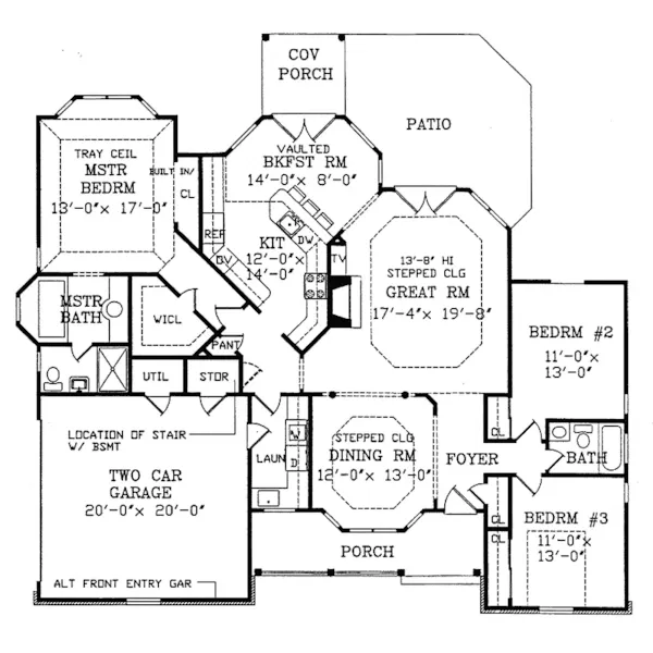 Country House Plan First Floor - Sebring Distinctive Ranch Home 016D-0047 - Shop House Plans and More