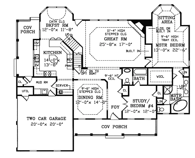 Southern House Plan First Floor - Country Point Farmhouse 016D-0048 - Search House Plans and More