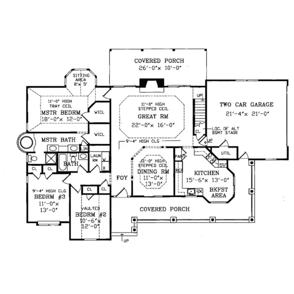 Traditional House Plan First Floor - Callaway Farm Country Home 016D-0049 - Search House Plans and More