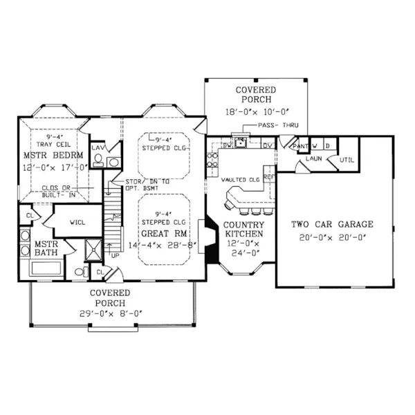 Country House Plan First Floor - Bonnyview Country-Style Home 016D-0051 - Search House Plans and More