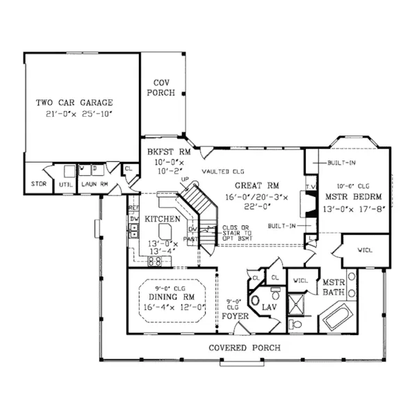 Country House Plan First Floor - Bellarmine Creek Country Home 016D-0052 - Search House Plans and More