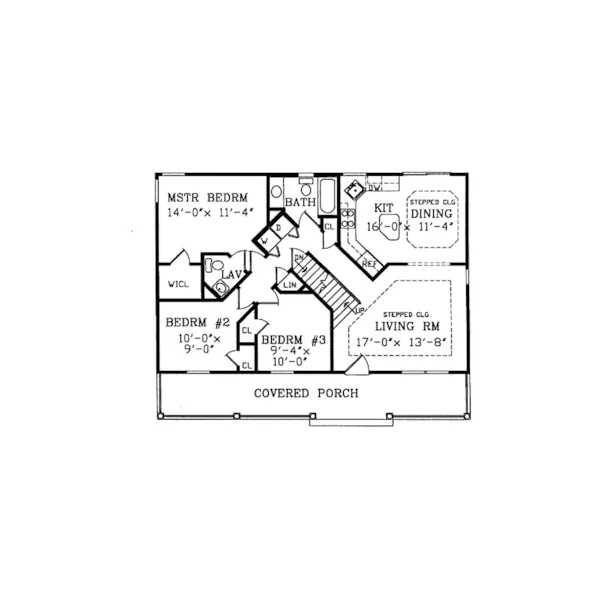 Acadian House Plan First Floor - Reddington Acadian Ranch Home 016D-0055 - Shop House Plans and More