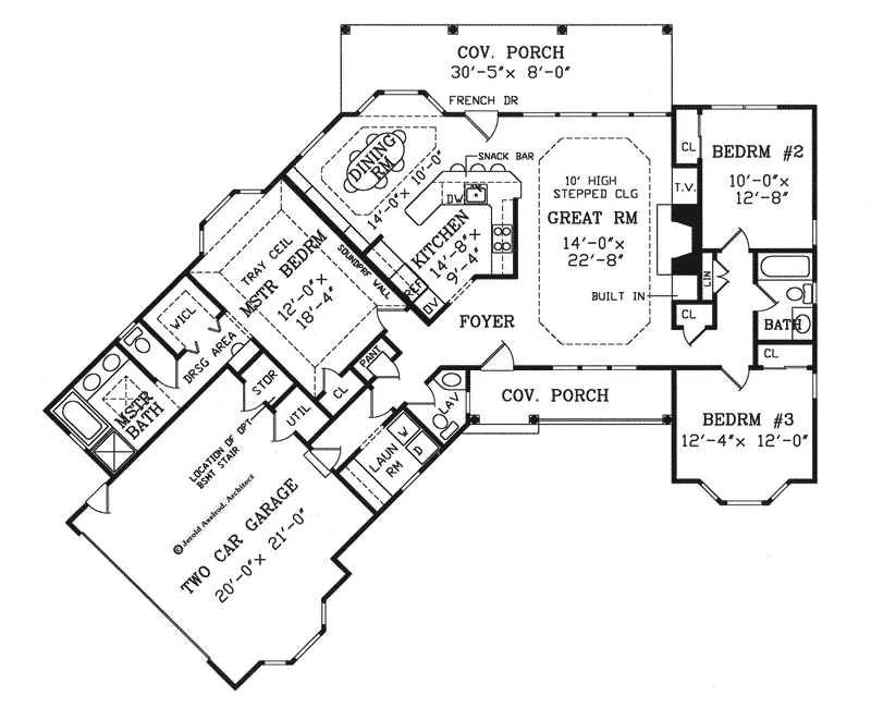 Traditional House Plan First Floor - Elwyn Ranch Home 016D-0057 - Search House Plans and More
