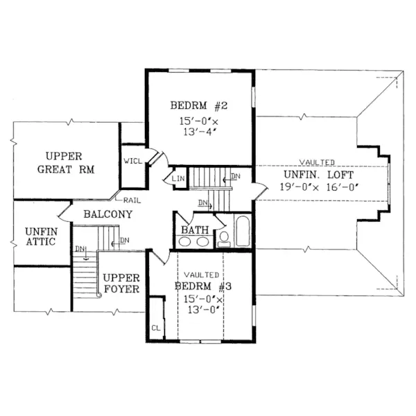 Traditional House Plan Second Floor - Doverspring Country Home 016D-0058 - Shop House Plans and More