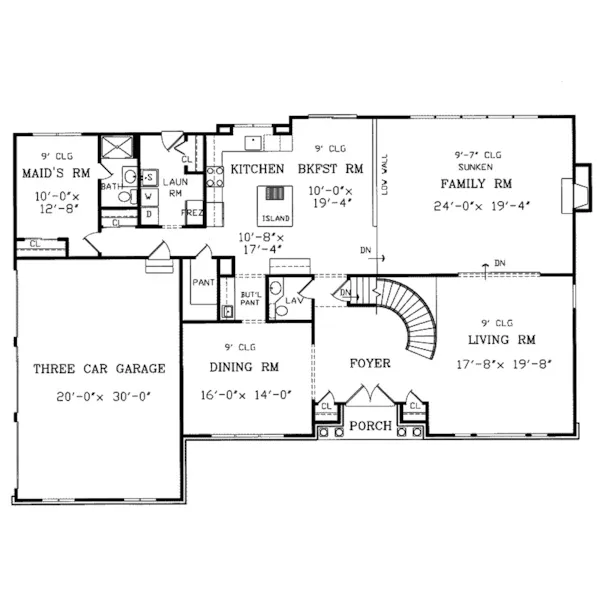 Traditional House Plan First Floor - Elkgrove Traditional Home 016D-0064 - Search House Plans and More