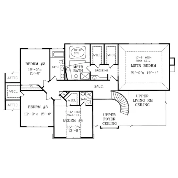 Traditional House Plan Second Floor - Elkgrove Traditional Home 016D-0064 - Search House Plans and More