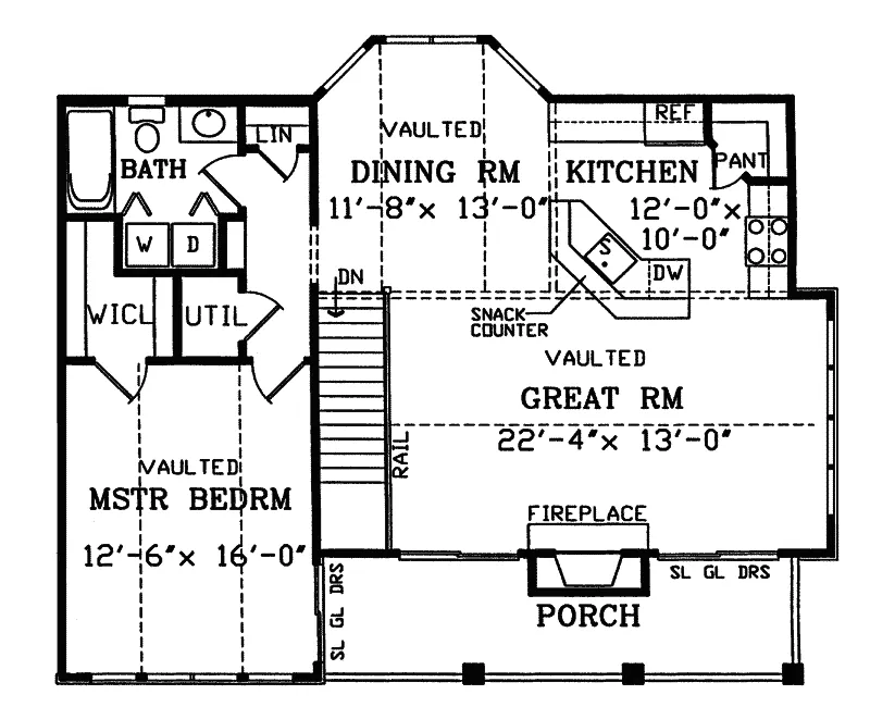 Rustic House Plan First Floor - Elmsville Raised Rustic Home 016D-0066 - Search House Plans and More