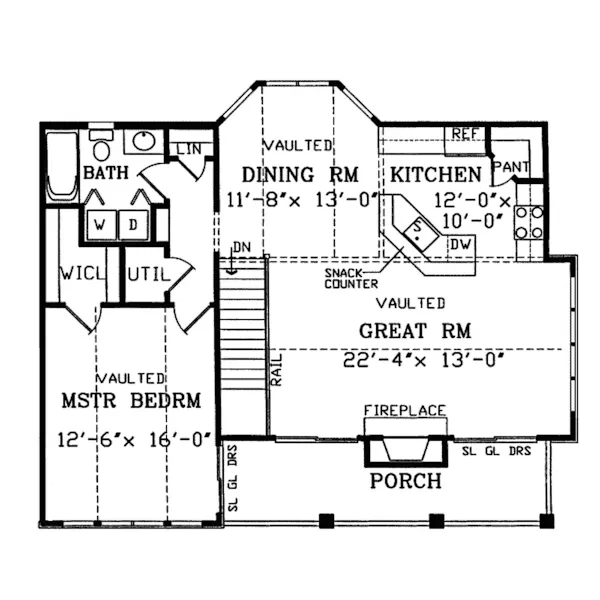 Cabin & Cottage House Plan First Floor - Elmsville Raised Rustic Home 016D-0066 - Search House Plans and More