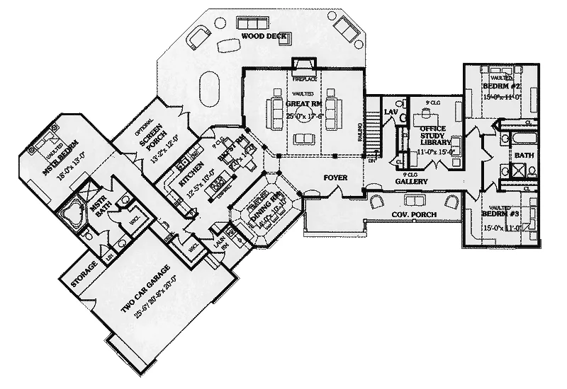 Traditional House Plan First Floor - Haverfield Ranch Home 016D-0069 - Search House Plans and More