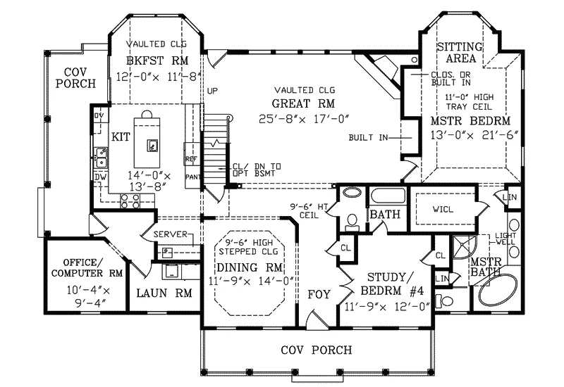 Colonial House Plan First Floor - Hopeton Country Home 016D-0071 - Search House Plans and More