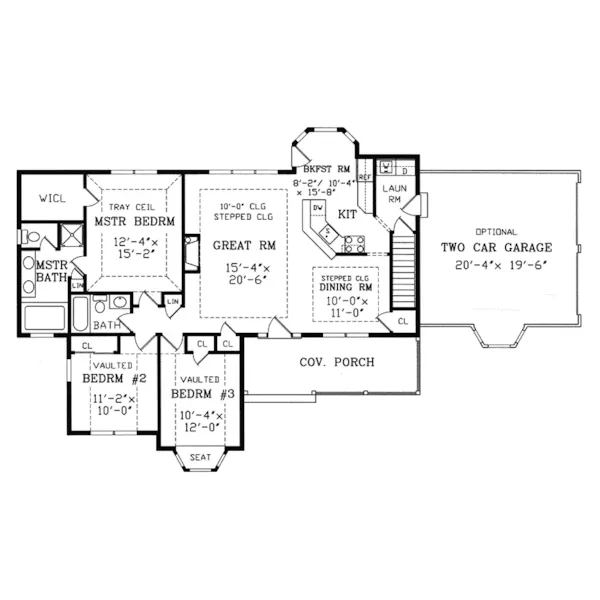 Farmhouse Plan First Floor - Bonhomme Country Ranch Home 016D-0076 - Search House Plans and More