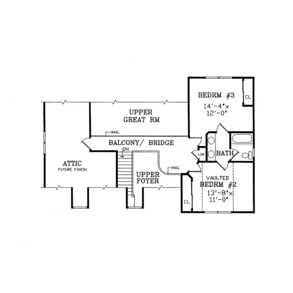 Southern House Plan Second Floor - Bluff Ridge Country Farmhouse 016D-0077 - Search House Plans and More