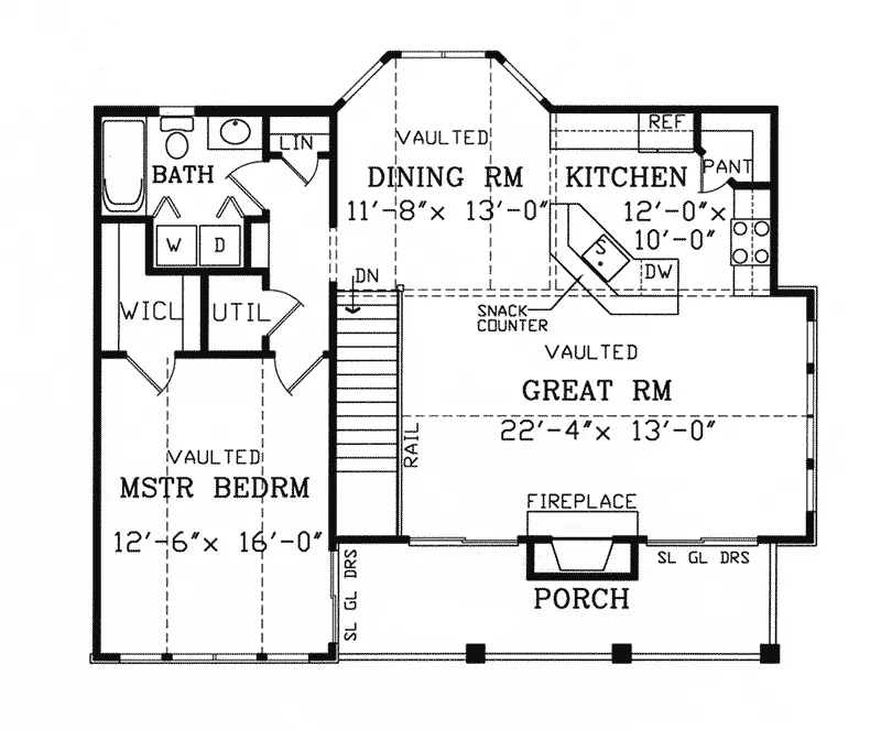 Rustic House Plan First Floor - Brairwick Raised Vacation Home 016D-0078 - Search House Plans and More